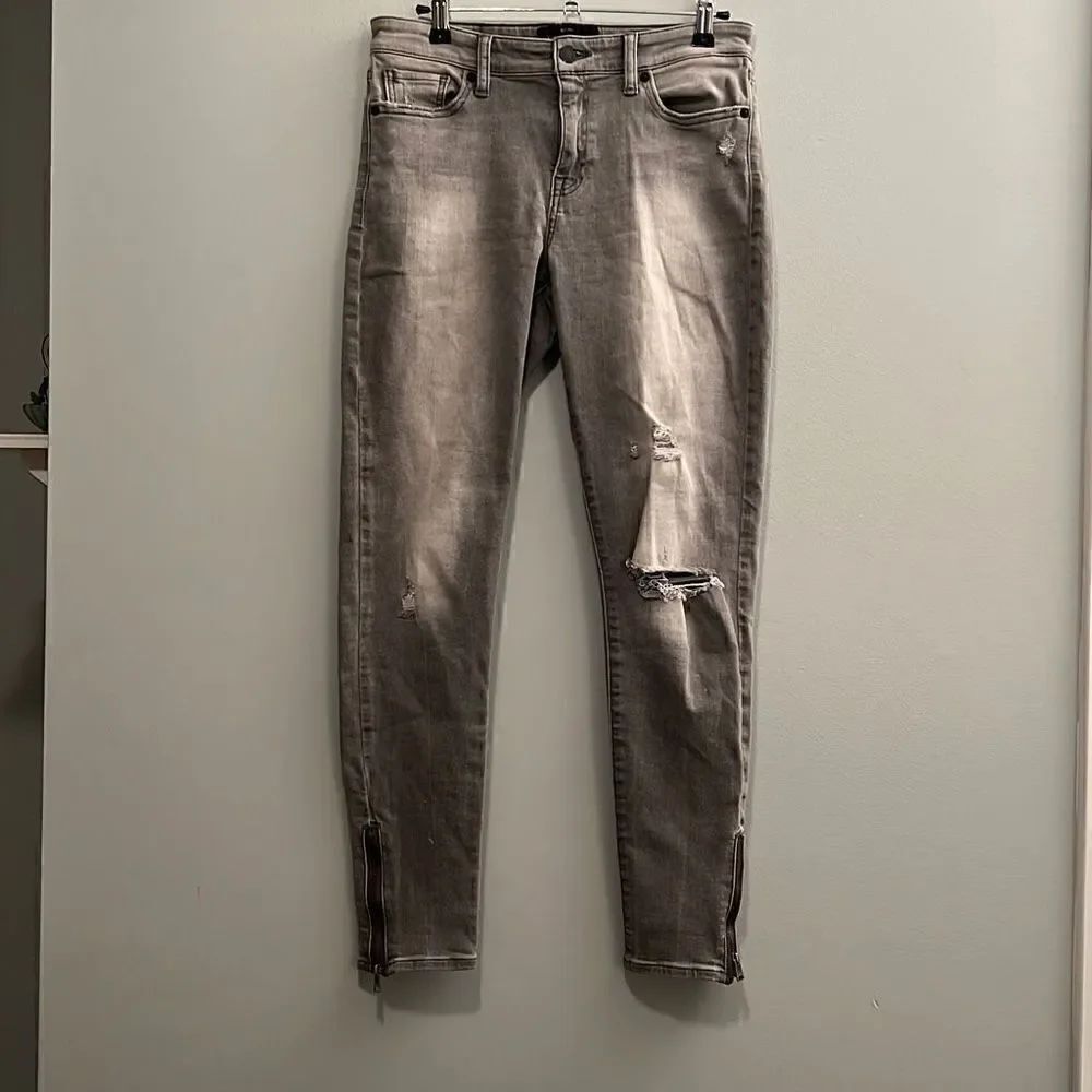 Lucky Brand Ava Women's Gray Mid-Rise Distressed Super Skinny Jeans